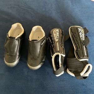 Soccer cleats toddler 8T plus shin guards